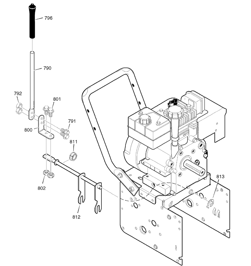 Shift Yoke Diagram and Parts List for 1695425-6240900X196A 2007 Briggs and Stratton Snow Blower